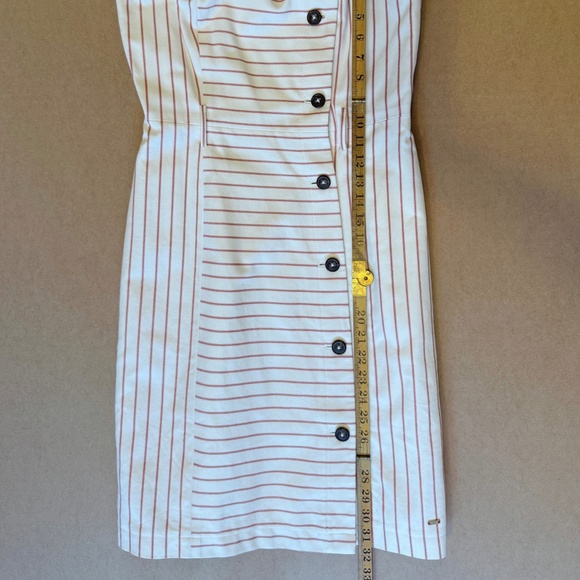 Tommy Hilfiger Dress Womens 4 Belted Cream Red Pinstripe Sheath Nautical Preppy - Picture 8 of 12